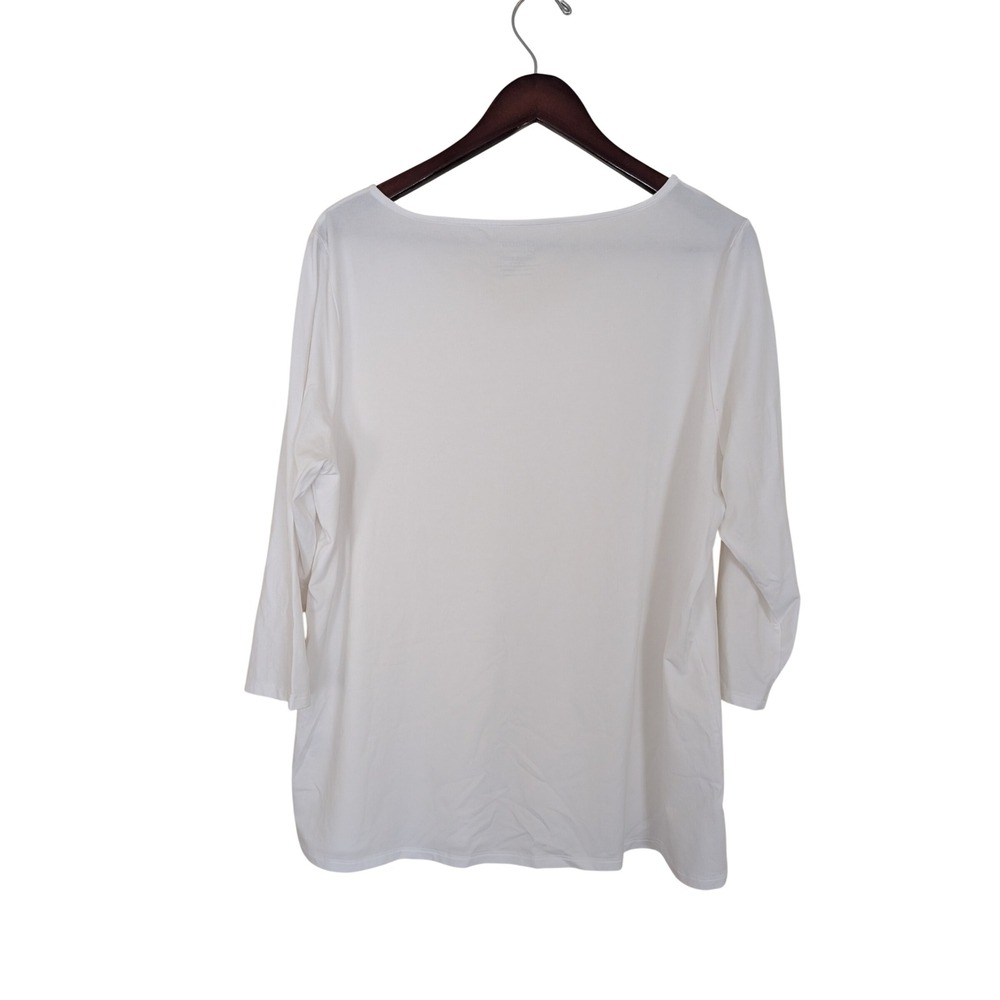 Chicos The Ultimate Tee White V-Neck 3/4 Sleeve Pima Cotton Modal Top Size 3 XL - Picture 3 of 7